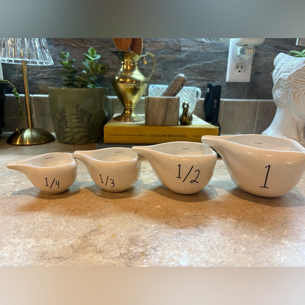 Rae Dunn White Ceramic Fraction Measuring Cups Set Cottagecore